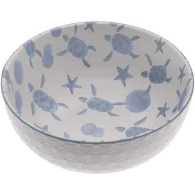 DRW Set di 4 insalatiere in ceramica bianco e blu - Insalatiere DRW Set di 4 insalatiere in ceramica bianco e blu - Insalatiere