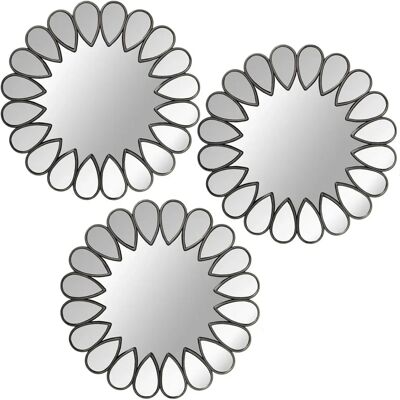 DRW Set 3 wandlampen - Melamine spiegel 25cm DRW Set 3 wandlampen - Melamine spiegel 25cm