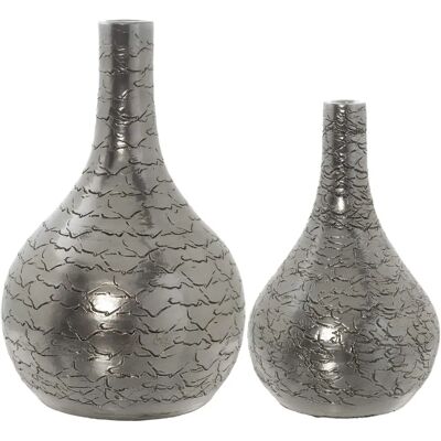 DRW Keramikvase Set - Silber - 2 Stück DRW Keramikvase Set - Silber - 2 Stück
