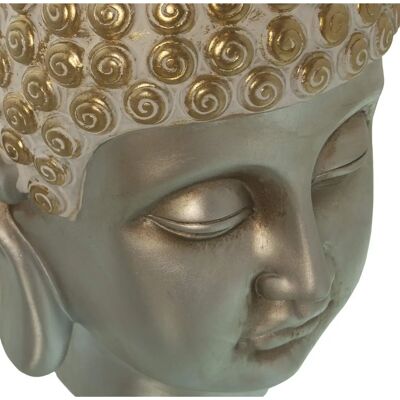 DRW Resin Boeddha Hoofd Figurine - Zilver Goud Afwerking DRW Resin Boeddha Hoofd Figurine - Zilver Goud Afwerking