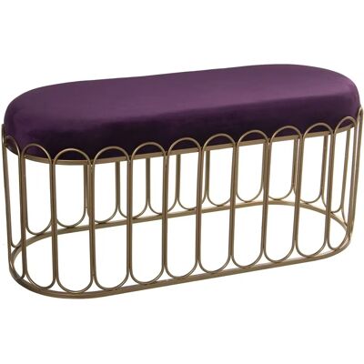 Sgabello DRW - Metallo e velluto 100x40x47cm - Viola e Oro Sgabello DRW - Metallo e velluto 100x40x47cm - Viola e Oro