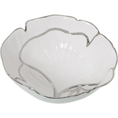 DRW Centro Redondo - Frutero - Blanco y Plateado - 25x10cm DRW Centro Redondo - Frutero - Blanco y Plateado - 25x10cm