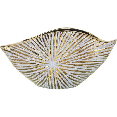 DRW Wit-Goud Vaas - Tafelkeramiek 39x9x20 cm DRW Wit-Goud Vaas - Tafelkeramiek 39x9x20 cm