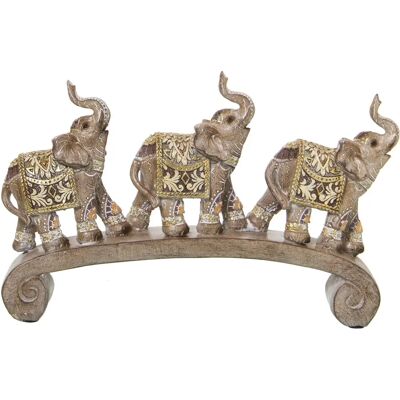 Figura Decorativa de Resina DRW - 3 Elefantes - Dorado - 26x5x16cm Figura Decorativa de Resina DRW - 3 Elefantes - Dorado - 26x5x16cm