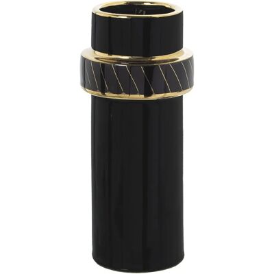 DRW Vaas - Buisvorm - Zwart en goud - 11x25cm DRW Vaas - Buisvorm - Zwart en goud - 11x25cm