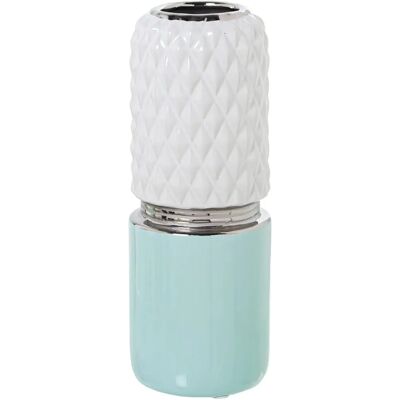Jarrón de cerámica blanco y verde agua de DRW - Mesa Jarrón de cerámica blanco y verde agua de DRW - Mesa