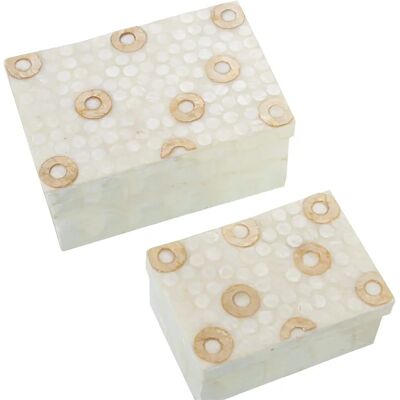 DRW Set 2 Cajas Decorativas - Rectangulares de Nácar Natural y Tostado DRW Set 2 Cajas Decorativas - Rectangulares de Nácar Natural y Tostado