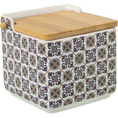 DRW Salero multicolor de cerámica con tapa de madera 12cm DRW Salero multicolor de cerámica con tapa de madera 12cm