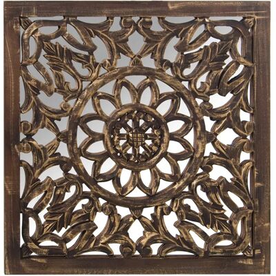 DRW Retablo bruin - Vierkant houten spiegel 60x2,5x60cm DRW Retablo bruin - Vierkant houten spiegel 60x2,5x60cm