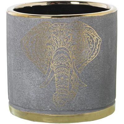 DRW Goldfarbener Keramiktopf und Vase - 14 x 14 cm DRW Goldfarbener Keramiktopf und Vase - 14 x 14 cm