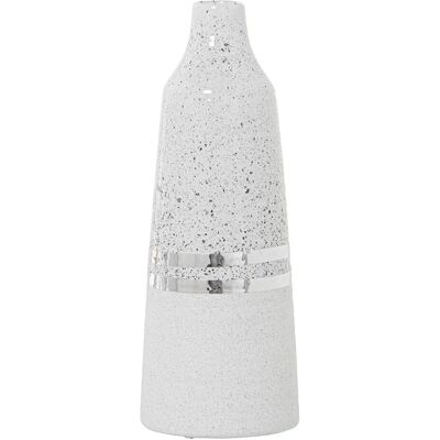 Vaso da Fiori DRW - Ceramica, 11x32cm, Bianco e Argento Vaso da Fiori DRW - Ceramica, 11x32cm, Bianco e Argento