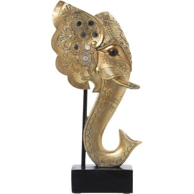 Elefantenkopf Figurine aus Resin - Goldhalter - 18x10x36cm Elefantenkopf Figurine aus Resin - Goldhalter - 18x10x36cm