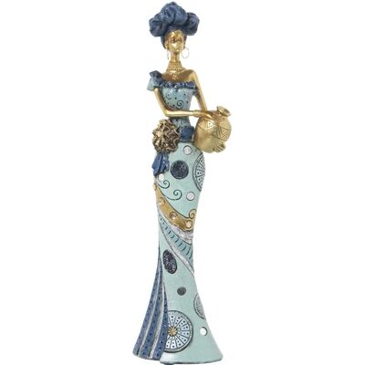 Afrikanische Resinfigur - Blau und Gold - 14x9x46cm - Figurine Afrikanische Resinfigur - Blau und Gold - 14x9x46cm - Figurine