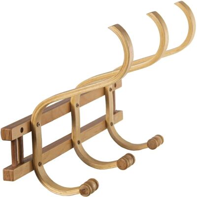 Perchero de pared de madera natural con 3 ganchos - Montaje en pared Perchero de pared de madera natural con 3 ganchos - Montaje en pared