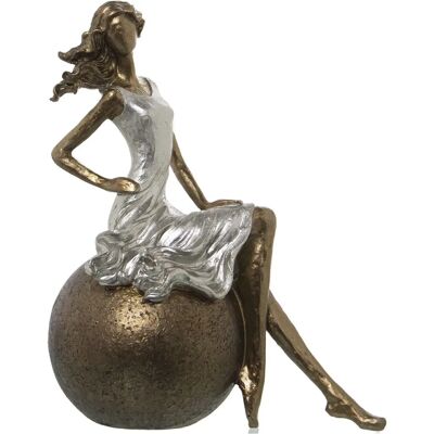Vit och guld resin sittande kvinna figur Vit och guld resin sittande kvinna figur