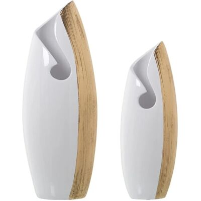 Set di 2 Vasi in Ceramica DRW - Bianco e Oro Set di 2 Vasi in Ceramica DRW - Bianco e Oro