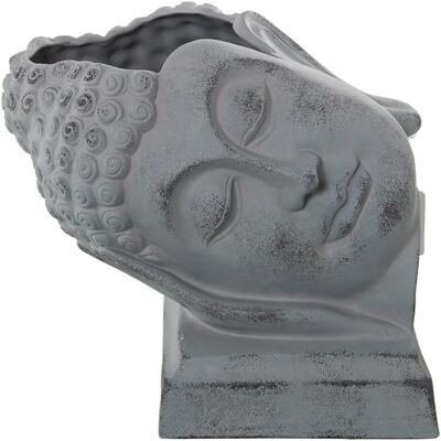 DRW Vase - Buddha Kopf Keramik Grau 32x25x27cm DRW Vase - Buddha Kopf Keramik Grau 32x25x27cm