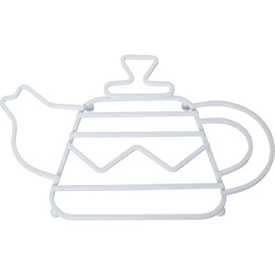 DRW Konyhai alap - Fehér fém teáskanna alakú sütőalátét DRW Konyhai alap - Fehér fém teáskanna alakú sütőalátét