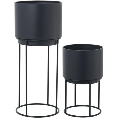 Set di vasi in metallo nero DRW - Rotondi con gambe Set di vasi in metallo nero DRW - Rotondi con gambe