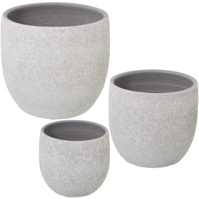 Set de 3 maceteros de cerámica DRW - Blanco Arena Set de 3 maceteros de cerámica DRW - Blanco Arena