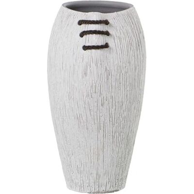 DRW Keramische vaas - Wit en bruin - 16x20x32cm DRW Keramische vaas - Wit en bruin - 16x20x32cm
