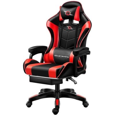 Silla gaming PowerGaming - Negro/Rojo - Reposapiés Silla gaming PowerGaming - Negro/Rojo - Reposapiés