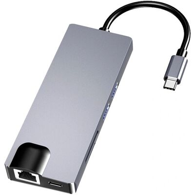 OEM Hub USB-C 8-en-1 - HDMI VGA USB3.0 PD SD TF RJ45 - Publicité OEM Hub USB-C 8-en-1 - HDMI VGA USB3.0 PD SD TF RJ45 - Publicité