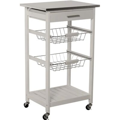 DRW Carrello da Cucina - 1 Cassetto 2 Cestini Top in Acciaio Inox DRW Carrello da Cucina - 1 Cassetto 2 Cestini Top in Acciaio Inox