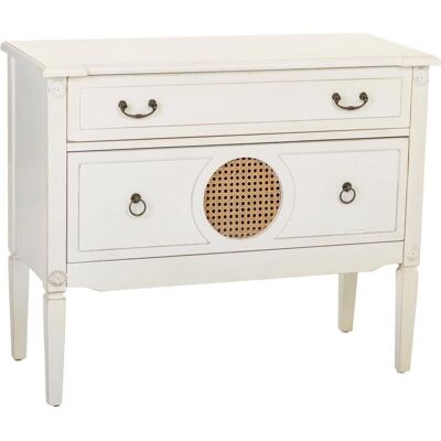 Cómoda blanca de madera y ratán Wanderlust Deco - Almacenaje Cómoda blanca de madera y ratán Wanderlust Deco - Almacenaje