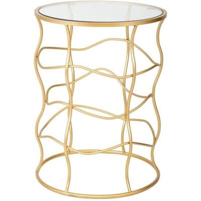 Mesita auxiliar de metal dorado Alexandra House Living - 46x60x46 cm Mesita auxiliar de metal dorado Alexandra House Living - 46x60x46 cm