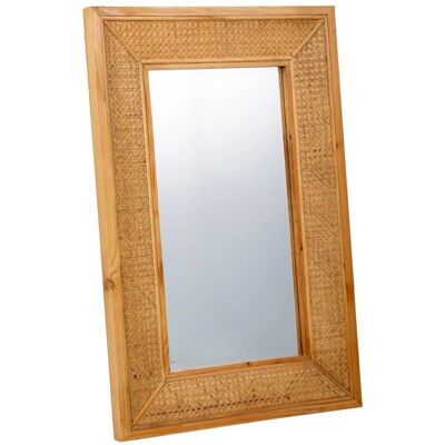 Espejo de Pared Alexandra House Living - Madera y Rejilla - 60x04x90cm Espejo de Pared Alexandra House Living - Madera y Rejilla - 60x04x90cm