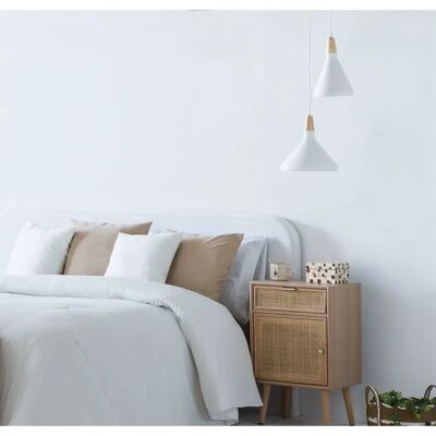 Mesita De Noche Wanderlust Deco - Madera y Rejilla con Cajón y Puerta Mesita De Noche Wanderlust Deco - Madera y Rejilla con Cajón y Puerta