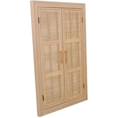 Espejo con puertas de madera y rejilla - Marrón Espejo con puertas de madera y rejilla - Marrón