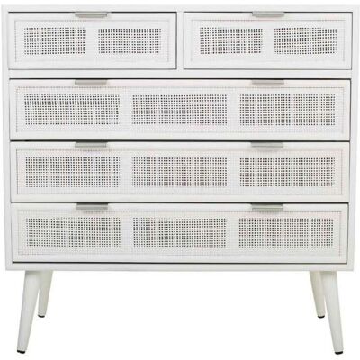 Wanderlust Deco - Cómoda de 8 cajones de madera y rejilla blanca - Muebles de dormitorio Wanderlust Deco - Cómoda de 8 cajones de madera y rejilla blanca - Muebles de dormitorio