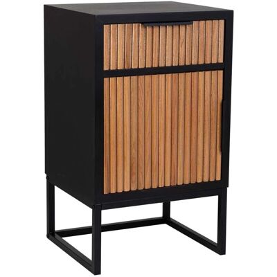 Wanderlust Deco - Mesita nocturna 42x36,5x71 cm - Madera y metal - 1 cajón 1 puerta - Nightstand Wanderlust Deco - Mesita nocturna 42x36,5x71 cm - Madera y metal - 1 cajón 1 puerta - Nightstand