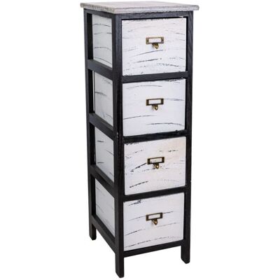 Cajonera Wanderlust Deco Blanca/Negra de Madera 4 Cajones 26x32x81cm - Mueble Elegante y Duradero Cajonera Wanderlust Deco Blanca/Negra de Madera 4 Cajones 26x32x81cm - Mueble Elegante y Duradero