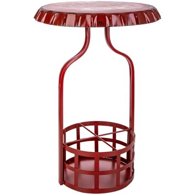 Wanderlust Deco - Mesa botellero de metal roja - Almacenamiento elegante Wanderlust Deco - Mesa botellero de metal roja - Almacenamiento elegante