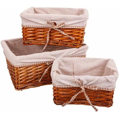 Set de 3 cestas de almacenamiento de mimbre natural Wanderlust Set de 3 cestas de almacenamiento de mimbre natural Wanderlust