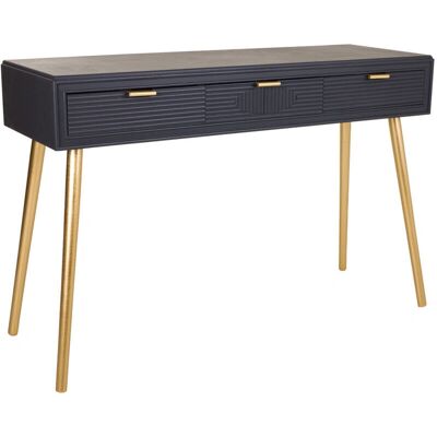 Wanderlust Deco - Recibidor de madera gris oscuro - 3 cajones Wanderlust Deco - Recibidor de madera gris oscuro - 3 cajones