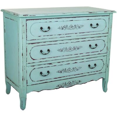 WANDERLUST Comoda de madera azul con 3 cajones - 90x42x76 cm WANDERLUST Comoda de madera azul con 3 cajones - 90x42x76 cm