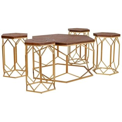 Wanderlust Deco - Mesa de centro y 4 taburetes - Estilo industrial moderno Wanderlust Deco - Mesa de centro y 4 taburetes - Estilo industrial moderno