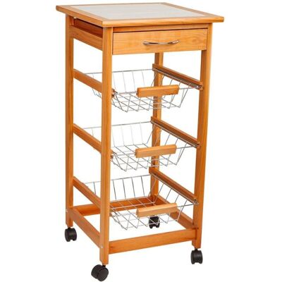Carro de Cocina de Madera WANDERLUST DECO - 37x37x76cm - Almacenamiento y Diseño Carro de Cocina de Madera WANDERLUST DECO - 37x37x76cm - Almacenamiento y Diseño