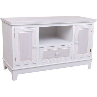 Mueble de madera blanco ALEXANDRA HOUSE LIVING con 2 puertas y 1 cajón - Moderno y versátil Mueble de madera blanco ALEXANDRA HOUSE LIVING con 2 puertas y 1 cajón - Moderno y versátil