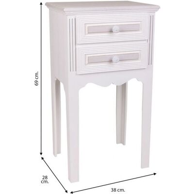 Mesita de Noche Wanderlust Deco - Blanco 2 Cajones 38x28x69cm Mesita de Noche Wanderlust Deco - Blanco 2 Cajones 38x28x69cm