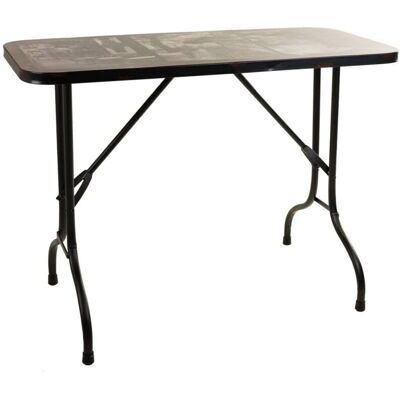 Mesa Rectangular de Metal Wanderlust Deco - Estilo Industrial, Decorada con Slogans Mesa Rectangular de Metal Wanderlust Deco - Estilo Industrial, Decorada con Slogans