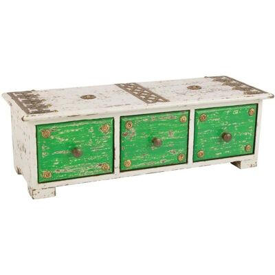 Caja de Joyería Blanca Verde de Metal y Madera - Organizador de Joyas Caja de Joyería Blanca Verde de Metal y Madera - Organizador de Joyas