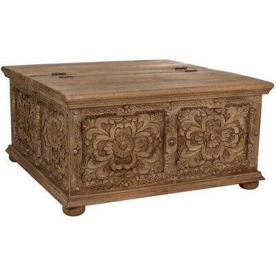 Wanderlust Deco Ottoman de almacenamiento en madera - Mesa de centro - 100x100x47 Wanderlust Deco Ottoman de almacenamiento en madera - Mesa de centro - 100x100x47