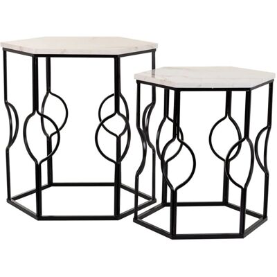 Conjunto de 2 Mesas Blancas de Metal MDF Alexandra House Living Conjunto de 2 Mesas Blancas de Metal MDF Alexandra House Living