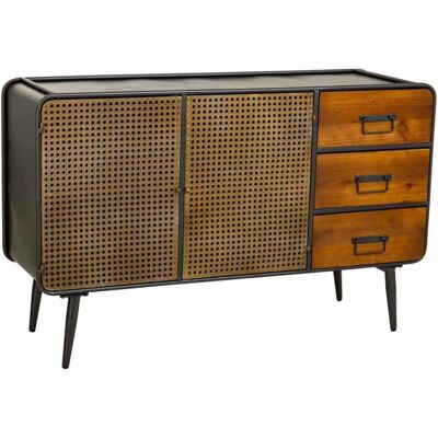 WANDERLUST Aparador de metal con 3 cajones y 2 puertas - 120x40x75cm WANDERLUST Aparador de metal con 3 cajones y 2 puertas - 120x40x75cm