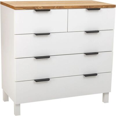 Wanderlust Deco Modelo - Cómoda de madera con 5 cajones - 80x40x80,5 cm Wanderlust Deco Modelo - Cómoda de madera con 5 cajones - 80x40x80,5 cm